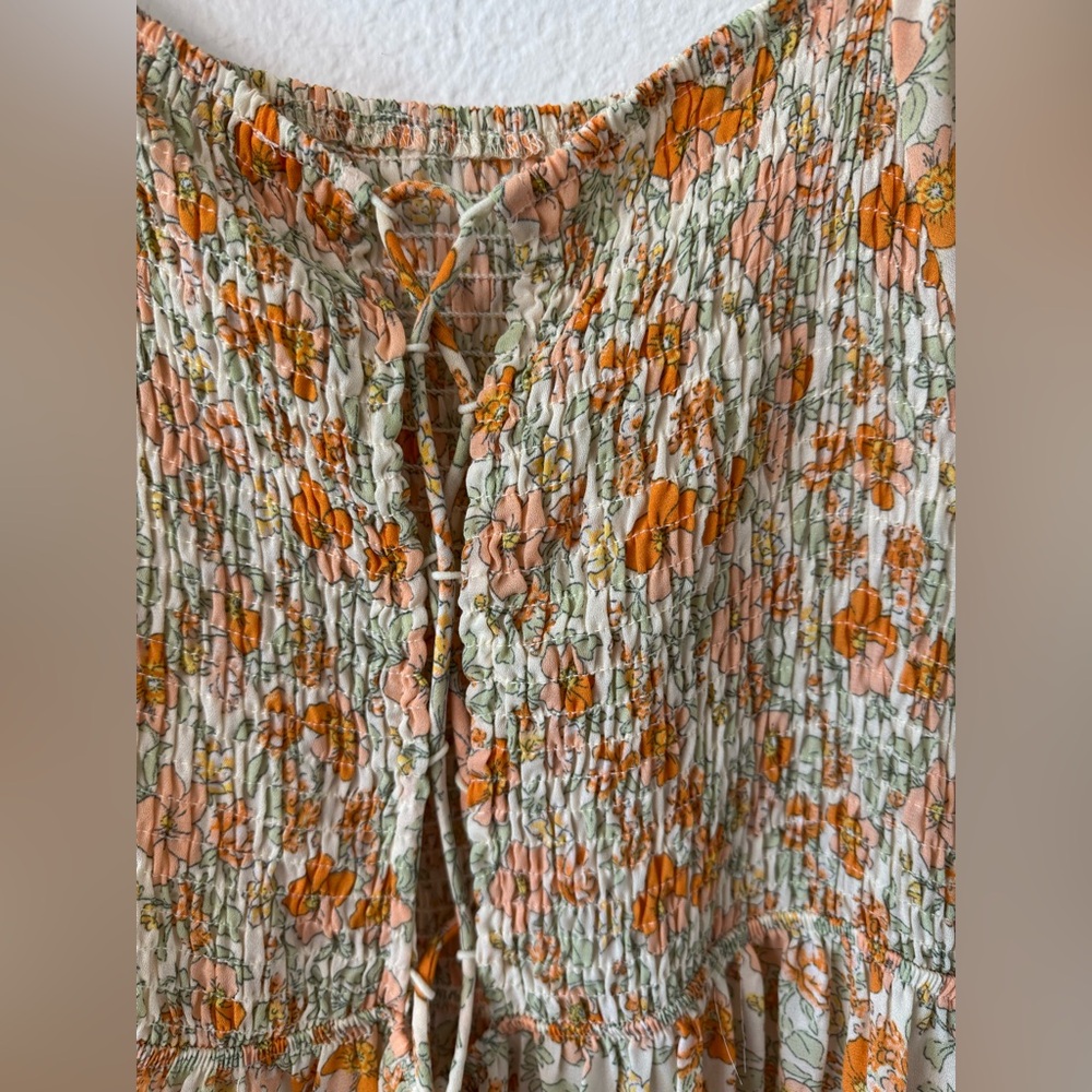 Floral Maxi Dress, Size 2X, Orange,Cream, & Green - Picture 5 of 10